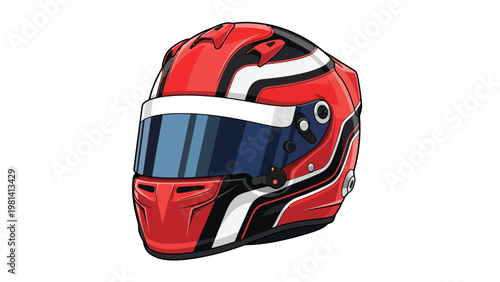 Red Racing Motorcycle Helmet.