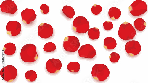 Red Rose Petals Scattered.
