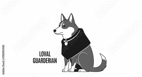 Illustration of a husky dog.