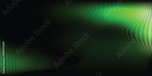 Dark green neon gradient ribbed glass. Vector ribbed glass texture background. Mesh gradient. acrylic ribbed bath surface. Reeded glass background semitransparent overlay.