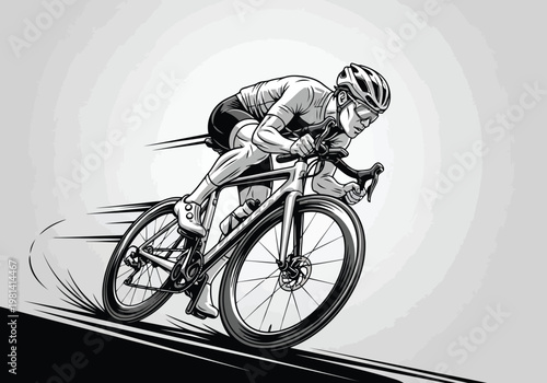 A cyclist leaning forward in intense focus during a high-speed race.