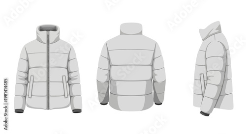 White Puffer Jacket Views.