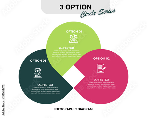 Vector infographic with 3 options for business communication visuals or presentation report templates. Infographic series 3 steps. Vector eps
