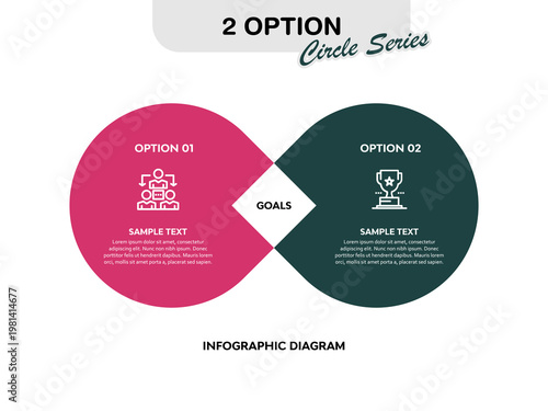 Vector infographic with 2 options for business communication visuals or presentation report templates. Infographic series 2 steps. Vector eps