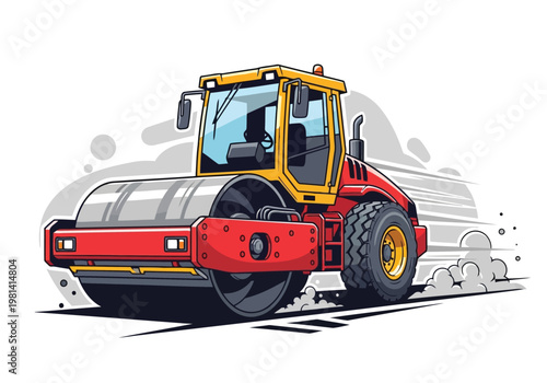 A robust road roller compacting a construction site surface for stability and smoothness