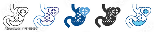 Stomach Disease icon set multiple style collection