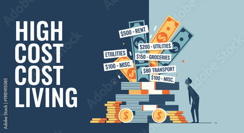 Man looking at high cost living.