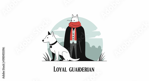 Loyal Guardian Dog Sitting Beside Person.