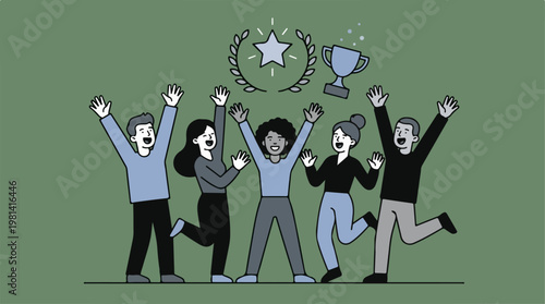 Diverse Group Celebrating Success Together.