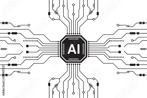 Artificial intelligence AI circuit board background concept.