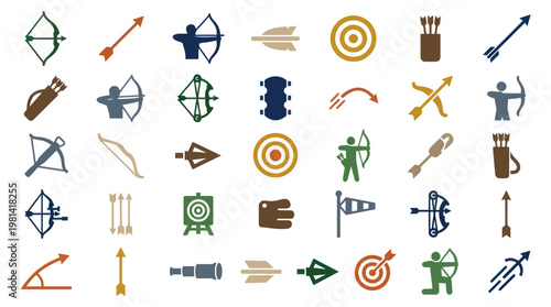 Archery Training Elements Set With Bows Arrows Targets And Accessories