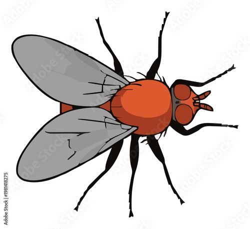 Minimalist fruit fly line art icon. Generative AI