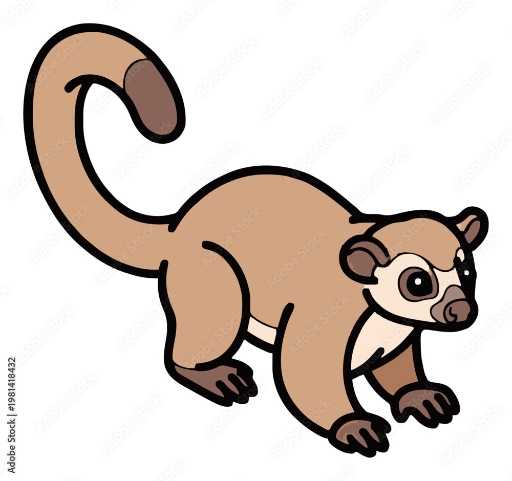 Obraz premium Minimalist line-art kinkajou isometric icon. Generative AI