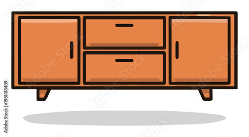 Minimalist continuous line sideboard furniture icon. Generative AI