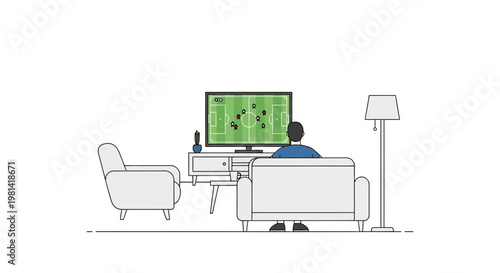 Man sitting on couch watching TV.