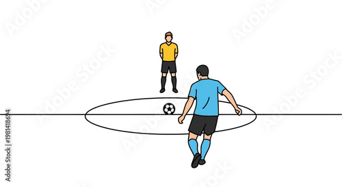 Man Kicking Soccer Ball Past Goalie.