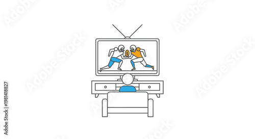 Man watching TV on a stand.