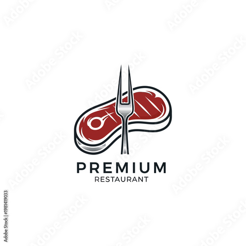 Premium Restaurant Logo with Steak and Fork Design.