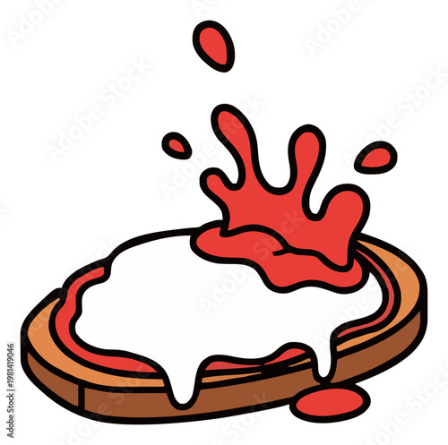 Minimalist chicken parmesan line icon. Generative AI