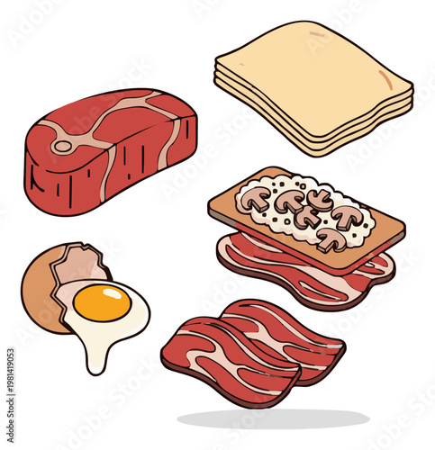 Minimalist continuous line art beef wellington icon. Generative AI