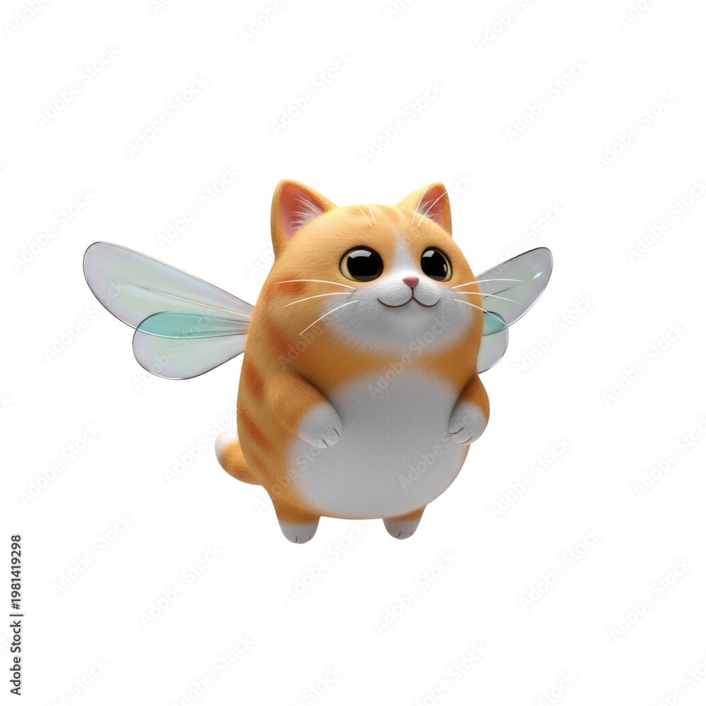 Fototapeta premium Cute flying cat with fairy wings
