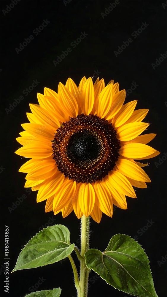 Fototapeta premium A bright yellow sunflower against a dark background