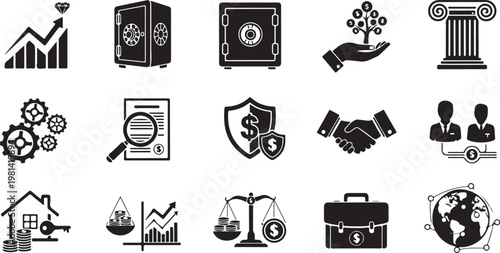 Financial icons for business and investment concepts