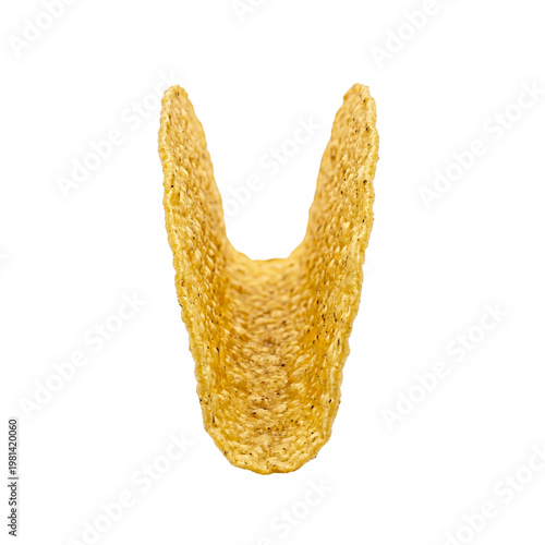 Empty Hard Yellow Corn Taco Shell Isolated on Pure White Background PNG Cutout