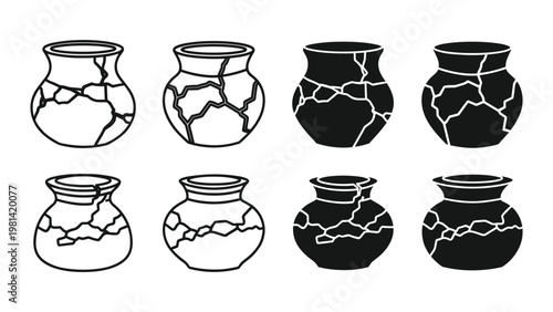 Broken Pottery Collection Ceramic Vessels Fragmented Art