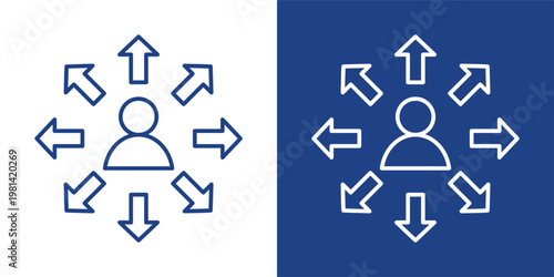 Team Coordination Blue And White Icon Style Collection