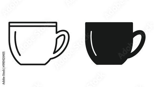 Cup Icon Contrast Black White Vector Minimalist