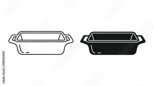 Casserole Dish Outline Vector Food Preparation Tool