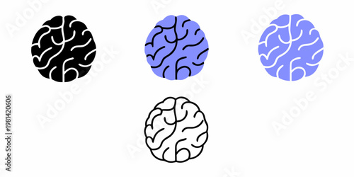 Illustrations of human brains stylized as oval shapes in varying colors