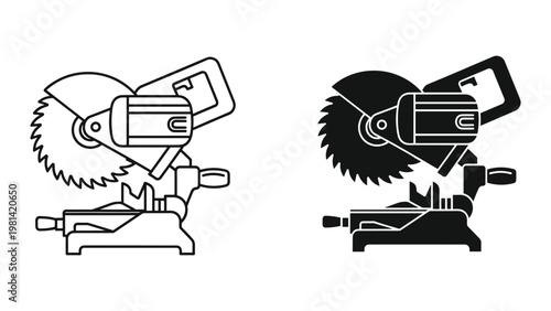 Miter Saw Vector Set Construction Tool Precision Cutting