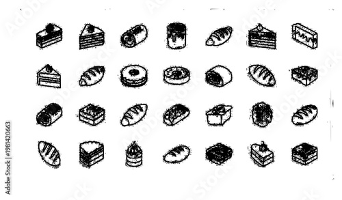 Bakery outline icons set pastry dessert bread and sweets vector eps10