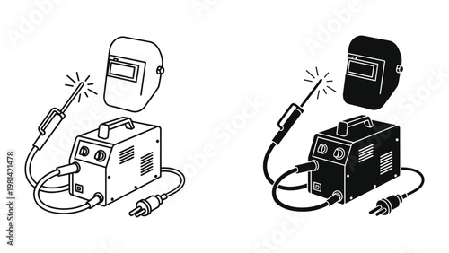 Welding Machine Torch Mask Vector Industrial Equipment