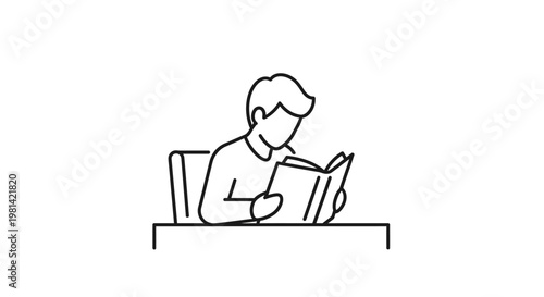 Man sitting and reading a book.
