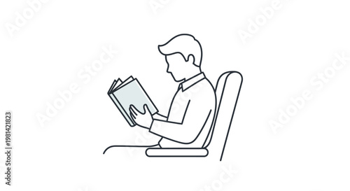 Man sitting and reading book.