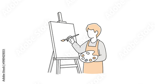 Woman painting on an easel.