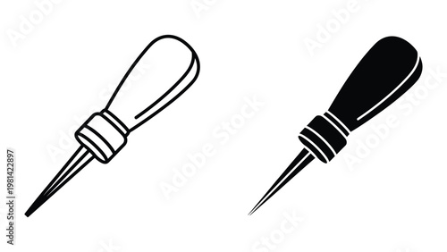 Awl Tool Precision Crafting Icon Vector Set