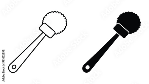 Bottle Brush Icon Set Cleaning Tool