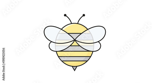 A cartoon bee with yellow stripes.
