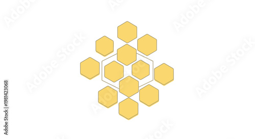 Honeycomb Pattern With Yellow Cells.