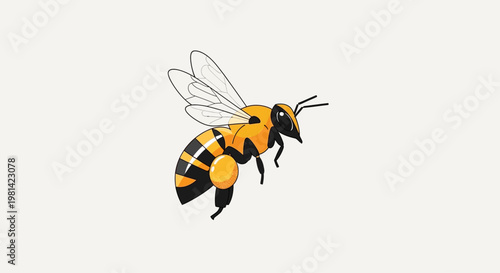A flying yellow and black bee.