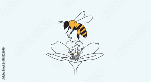 Bee on a flower collecting nectar.