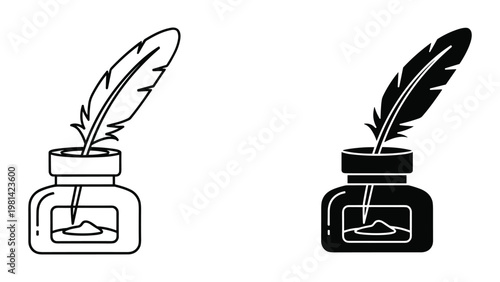 Quill Inkwell Splatter Graphic Design