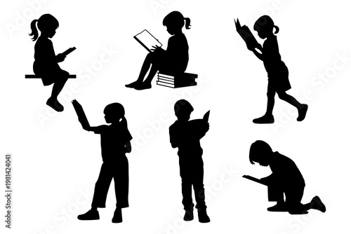shadow shilloute child reading a book