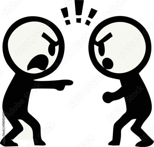 Angrily pointing at another stick figure who has just thrown trash on the ground