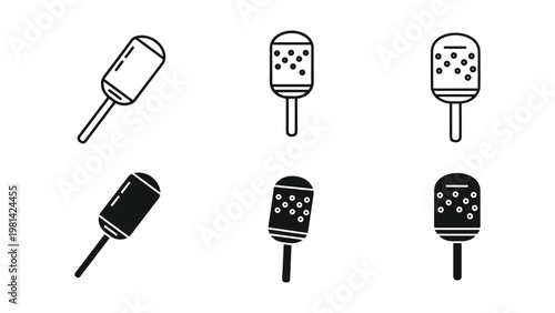 Lint Roller Icons Set Cleaning Tools