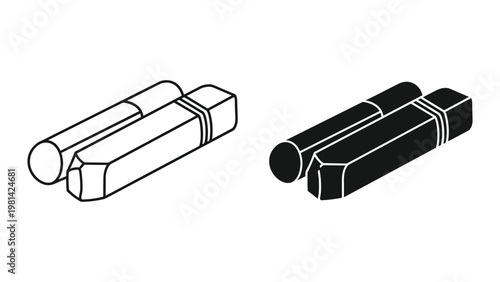 Eraser Pencil Icon Set Concept